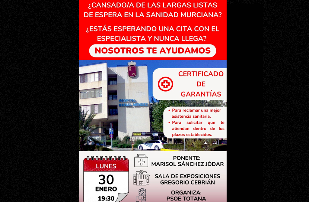 El PSOE informará sobre el Certificado de Garantías en una charla el próximo 30 de enero
